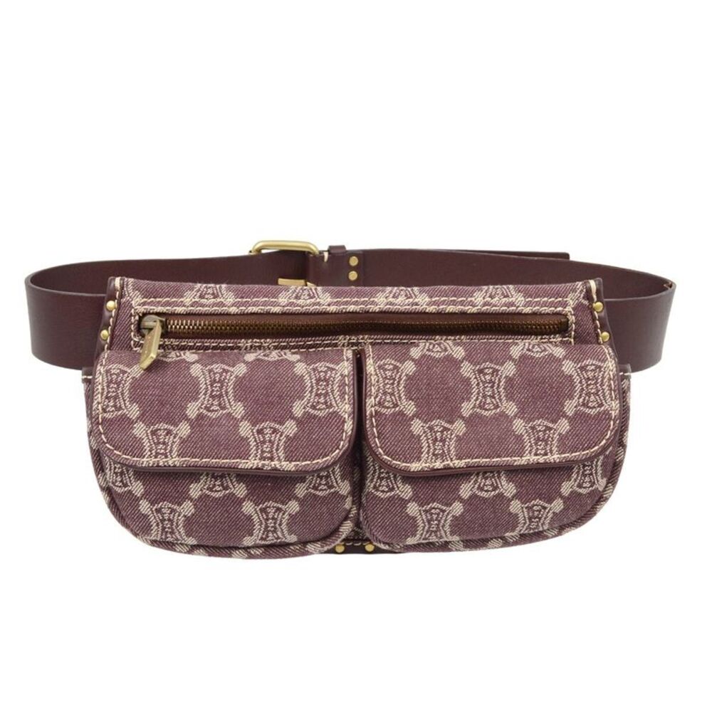 Celine Macadam Waist Bag Denim Brown Denim_Jeans Backpack Bag
